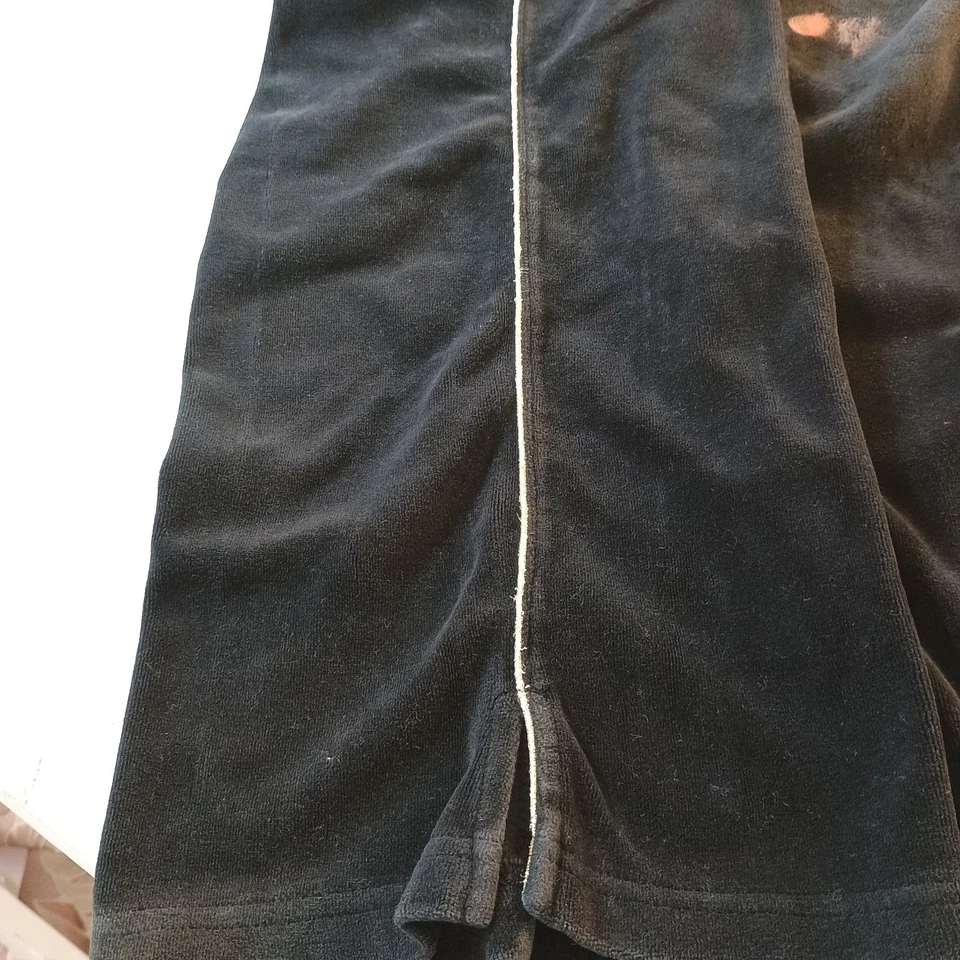 Pantalones deportivos Catalina Petite pequeños de terciopelo negro dorado rayas cintura elástica algodón Foto 3 de 4