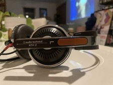 Audio-Technica ATH-2 Headphones Black Silver Adjustable Headband E