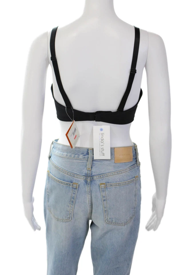 Sujetador de copa moldeado satinado con tirantes extraíbles para mujer Panache Negro sólido Talla 34DD Foto 3 de 4