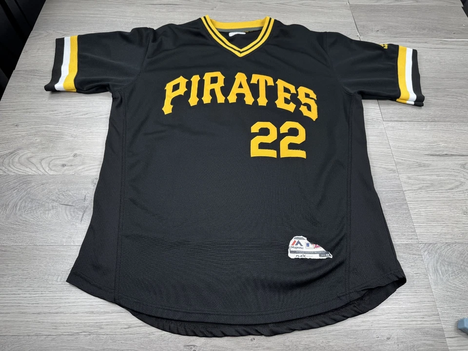 Camiseta deportiva de los Piratas de Pittsburgh para hombre 44 negra amarilla majestuosa Andrew McCutchen cosida Foto 2 de 4