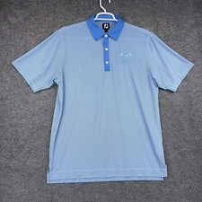 FootJoy Polo Shirt Mens Large Blue Check Short Sleeve Golf Performance