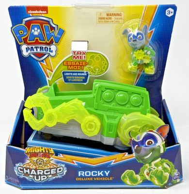 PAW Patrol, Mighty Pups Charged Up Rocky's Deluxe Vehicle New