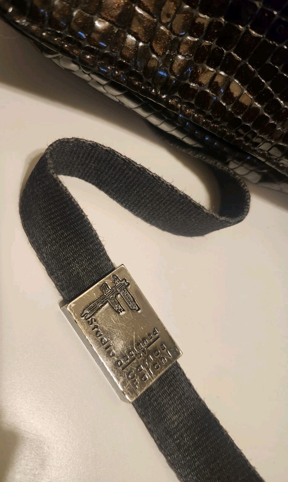 Vtg. Mint Carlos Falchi Dk.Brown Python Print Pat… - image 4