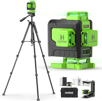 Huepar 4 X 360 Laser-Wasserwaage Selbstnivellierend Mit 152 Cm Hohem Stativ, 4D-