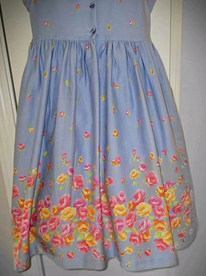 Talbot Kids платье синий размер 7-8 розовый красный оранжевый цветочный собранный пояс Саша  - Изображение 3 из 4