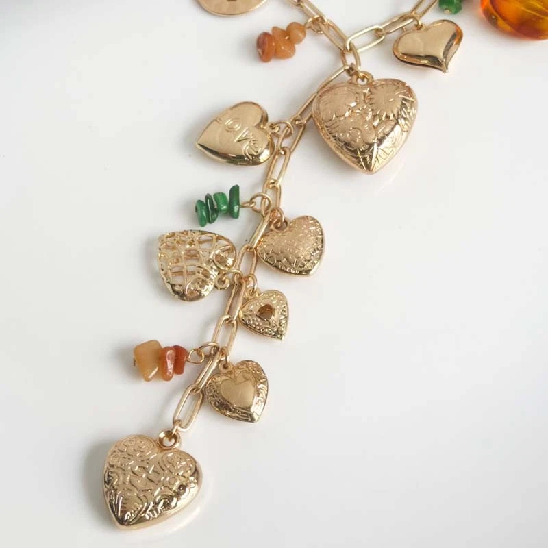 Collar de 20" Anthropologie Corazón Racimo Declaración Mujeres Fiesta Vacaciones Joyería Foto 3 de 4