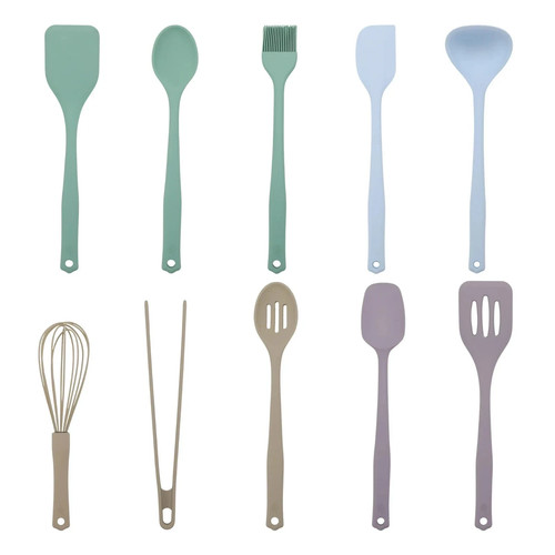 NIB Pioneer Woman Silicone Cooking Utensils 10pc set Purple Blue green tan - Picture 4 of 15