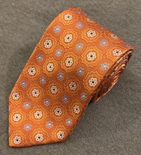ROBERT TALBOTT Best In Class Orange Medallion Silk USA Necktie Tie 60” X 3.5”