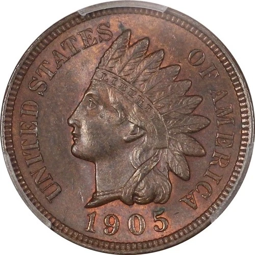 1905 PCGS MS63 BN Choice BU Indian Cent - Nice Luster, Some Red, Original!