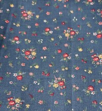 Floral Cotton Fabric 15x42" Sewing Crafts Quilting Blue Red Yellow Flowers