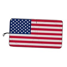 American Flag Car Windshield Sun Shade, Foldable Car Front Window M Red
