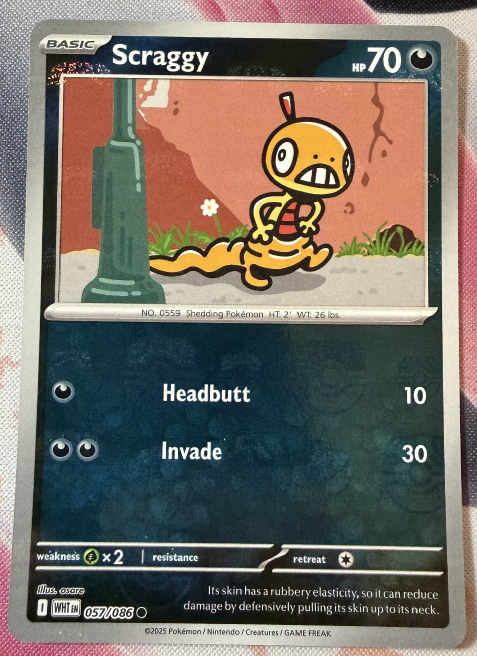 Scraggy 057/086 (Master Ball Pattern) SV: White Flare - Near Mint