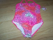 Size XS 4-5 OP Ocean Pacific Swimsuit Bathing Swim Suit Pink Animal Print Hearts