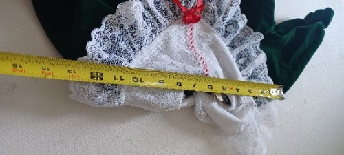 VINTAGE BABY Girls GREEN VELVET DRESS RUFFLE PARTY 24 M USA Vintage Christmas - Picture 5 of 7