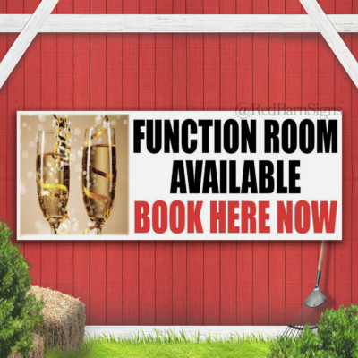 Function Room Available Book Here Now Banner sign with grommets