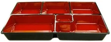 Plastic Bento Box Lacquered 6 Compartment 11.75x9.5 inch Made in Japan 1594