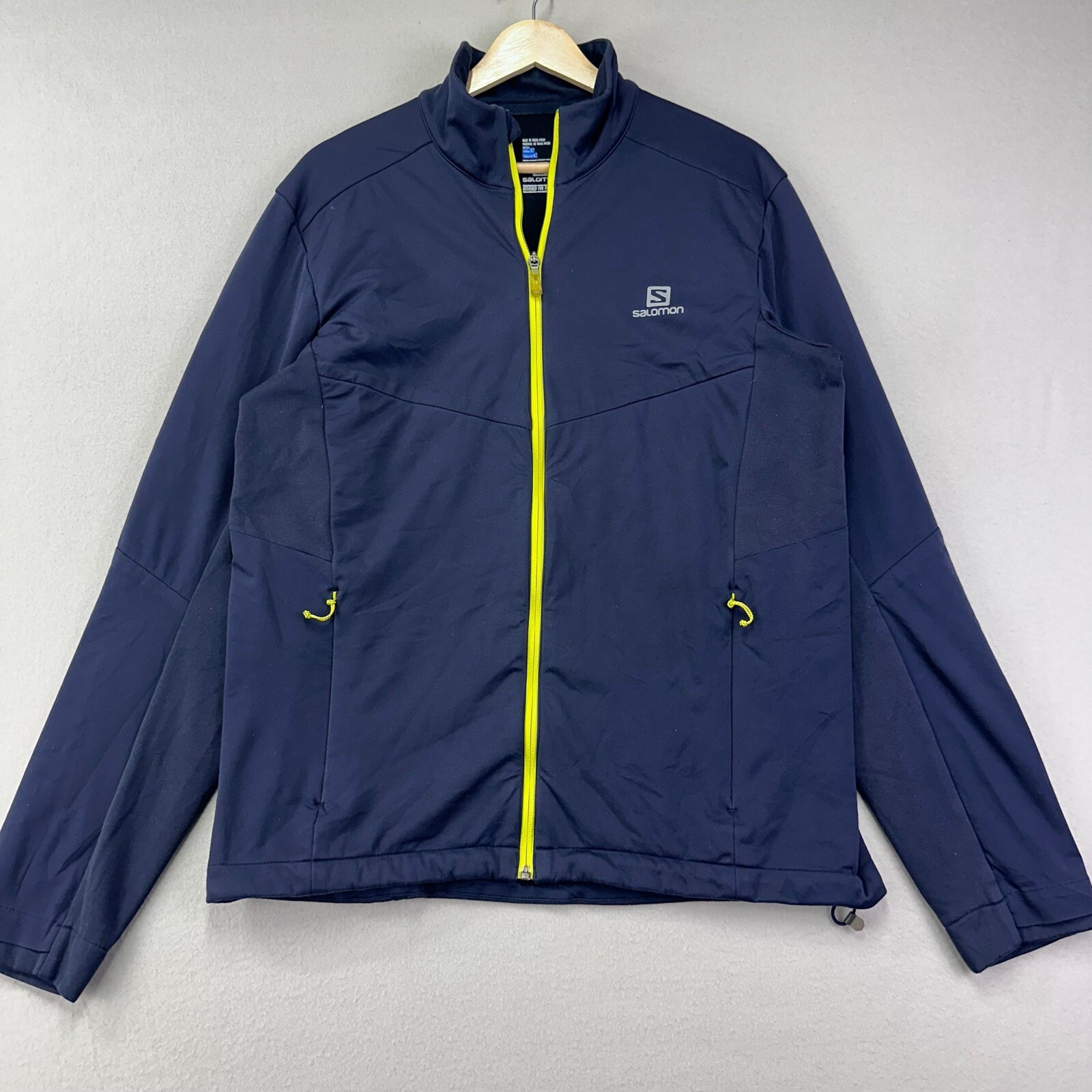 Giacca Salomon uomo grande blu scuro corsa escursionismo avanzato scudo pelle zip intera