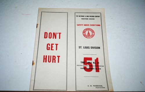 September 1948 Baltimore & Ohio ST. LOUIS Div ETT #51 W/Map