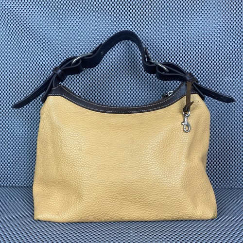 Dooney & Bourke Shoulder Bag Womens Yellow Brown Zipper Leather - Picture 2 of 14