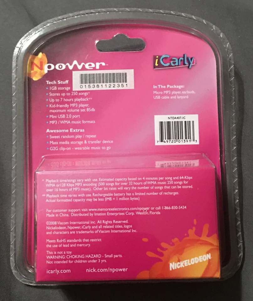 Npower Micro Mp3 Player icarly 1gb Clip-n-go Usb ( New ) Only 1 On eBay - Image 2 of 2