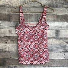Lands End Tankini Top Size 2P Shelf Bra Padded Underwire Swim Top Pink Floral