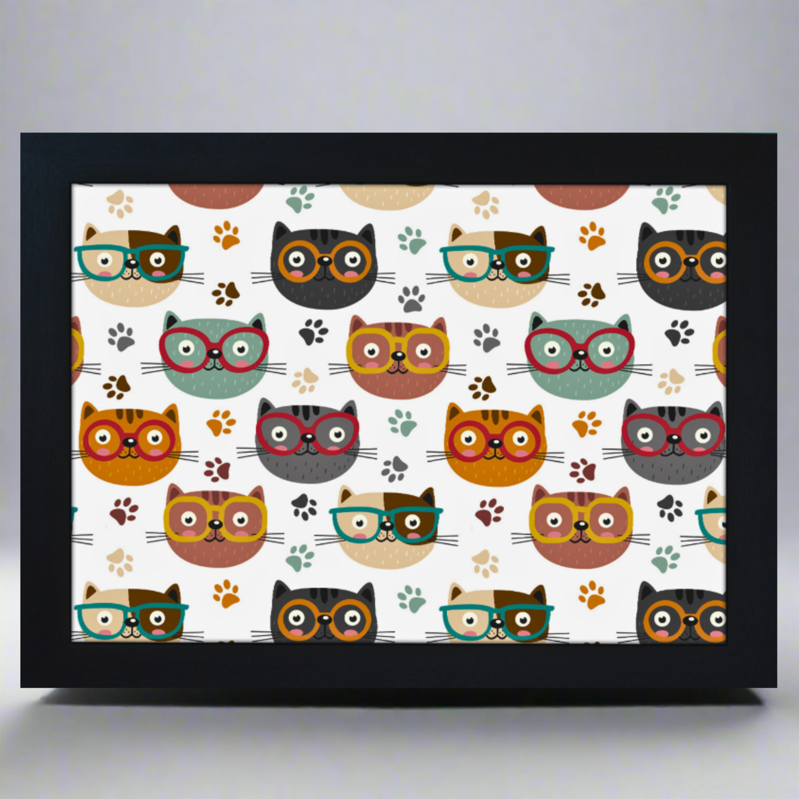 Hipster Cats Cat Design Lap Tray Cushioned Bean Bag Padded Dinner Table Trays