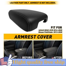 Console Lid Armrest Cover Leather For Infiniti Qx60 2014-2020 Balck Stitch