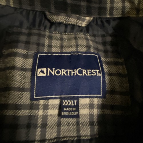 VTG Northcrest Flannel Jacket Insulated Mens 3XLT Tall Blue Plaid Shacket NWT - Picture 4 of 13