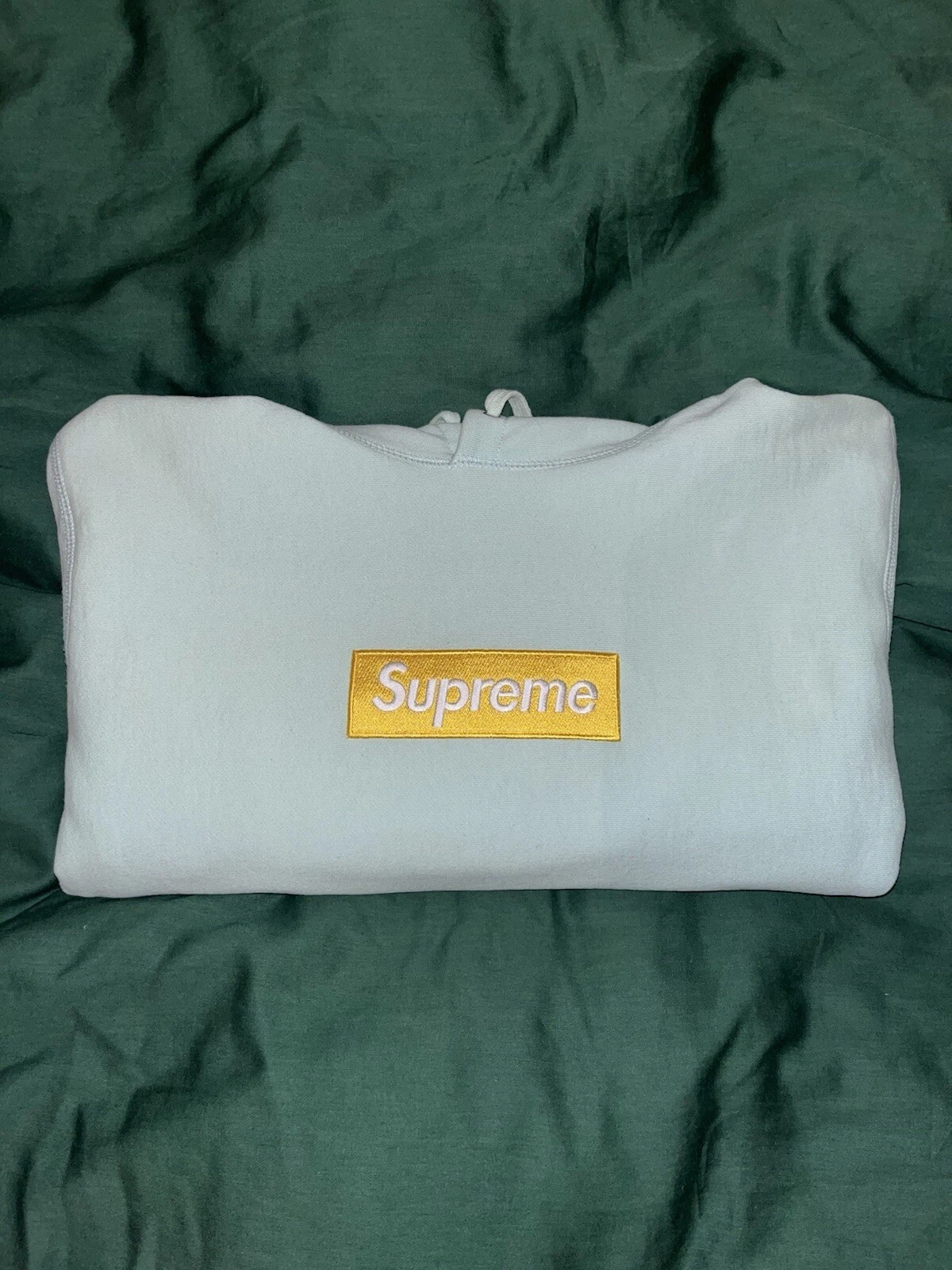 Sweat à capuche logo Supreme Box (FW17) bleu glace, moyen