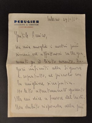 Perugina Chocolate Jams Inspector General Letterhead QX3910
