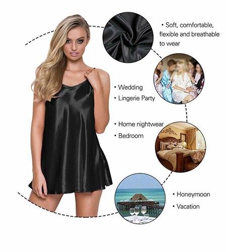 Womens Sexy Silk Dress Pajamas Nightgown Teddy Lingerie Babydoll Sleepdress Sets - Picture 3 of 11