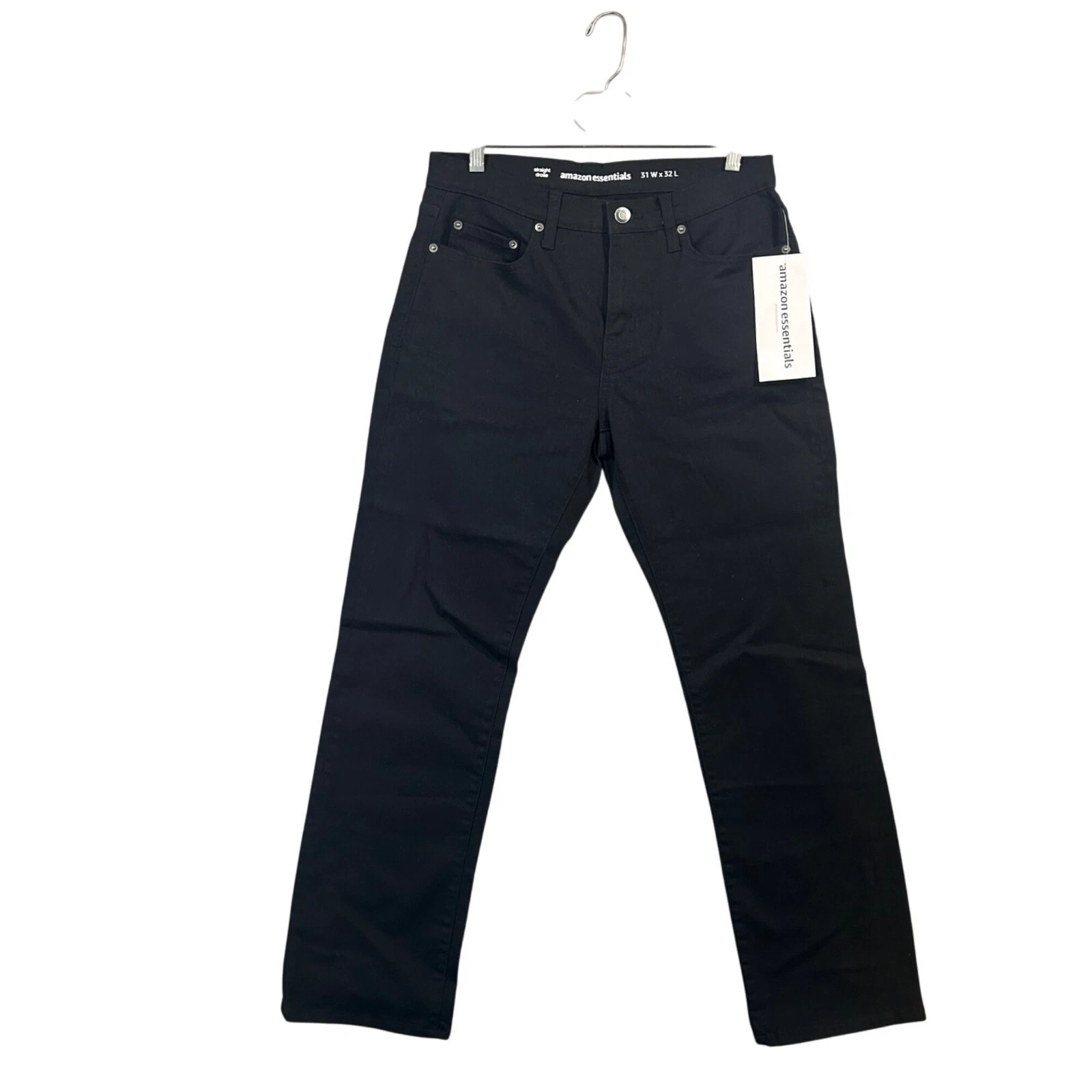 Jeans uomo Essentials taglia 31x32 gamba dritta nero denim nuovo con etichetta