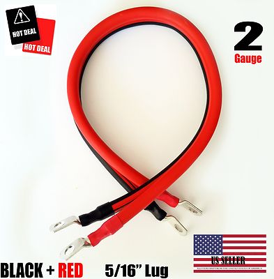 2 AWG Gauge  5/16'' Lug Battery Cable Inverter Cables Solar, RV, Car, Golf , ....