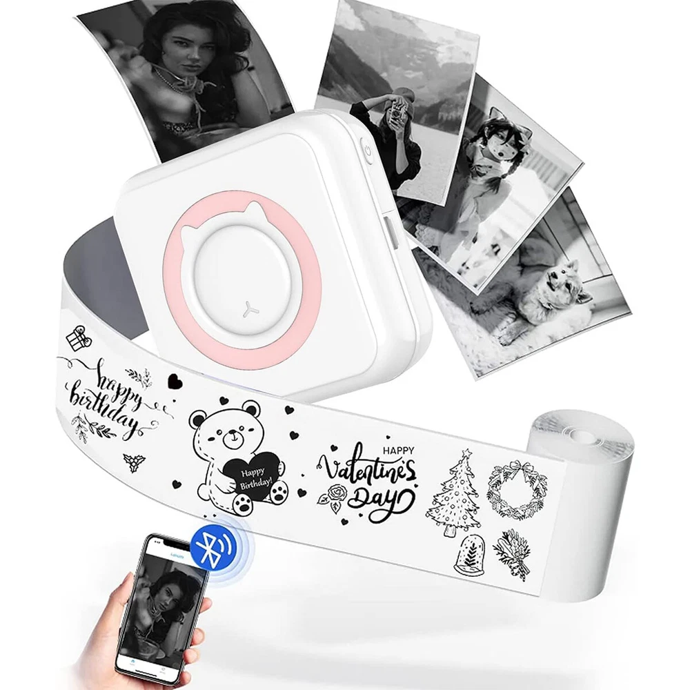 Portable Mini Thermal Printer Label Photo Printer Wireless Bluetooth Printing