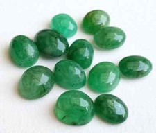 6x8mm-7x10mm Emerald Plain Oval Cabochons, Emerald Oval Gems, Natural Flat Back