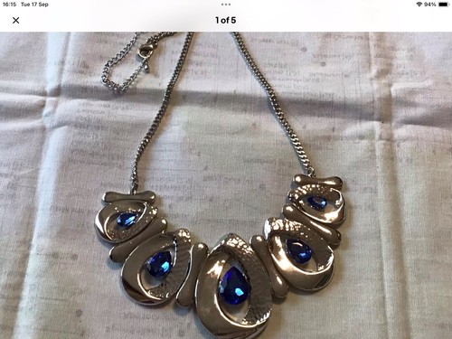 Jewellery Wonderful Modern Blue Glass Silver Tone Necklace