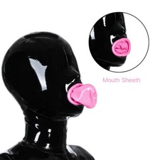Latex Mask Hood with Mouth Sheath Back zipper Fetish Outfit Cosplay 0.4mm