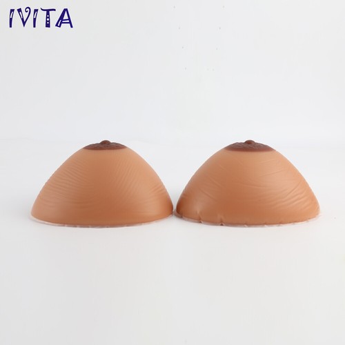 IVITA 1 Pair Triangle Silicone Breast Forms EE Cup Boobs Crossdresser Enhancers - Picture 12 of 12