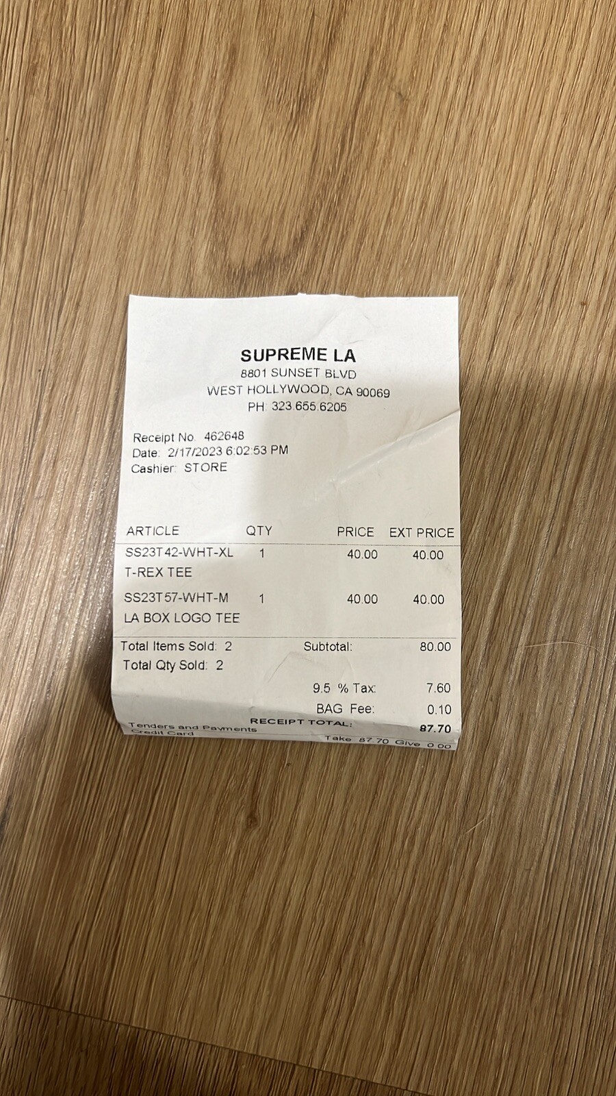 【希少/送料・関税無料/SS23/未入荷】West Hollywood Box Logo Supreme West Hollywood box logo tee 2023