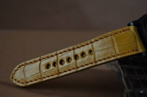 PULSERA RELOJ CAMEL MARRÓN I AUTÉNTICO COCODRILO ESCALA CUADRADA PARA PANERAI ETC MA CORREA - Imagen 9 de 12