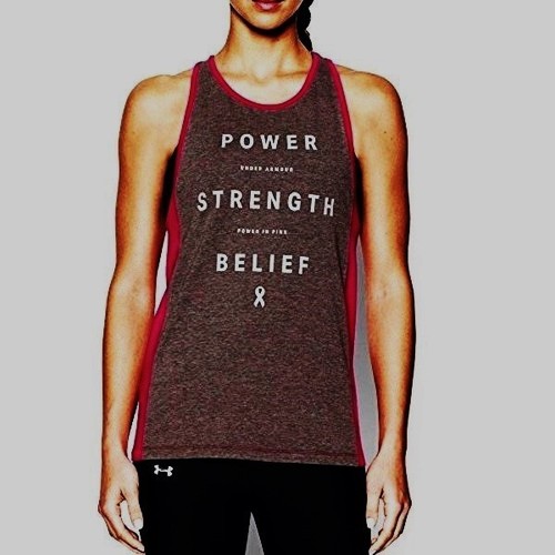 NWT Under Armour Womens Power In Pink Inset Tank Dark Gray/Tropic Pink Sz Medium