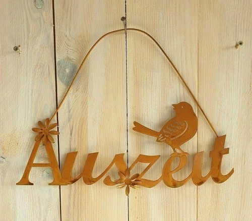 Metallschild Rost Schild Auszeit Vogel Garten innen außen Fenster Wand Edelrost - Bild 2 von 4