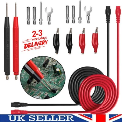 QNGENET 16Pcs/Set Multimeter Test Lead Probe Volt Meter Crocodile Cable Clip Alligator