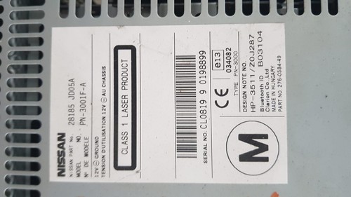 NISSAN Qashqai 2° Serie (10>13) AUTORADIO PER 28185JD05A HR16DE - Foto 5 di 5