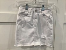 Joe's Girls White Denim Distressed Raw Hem Skirt 10