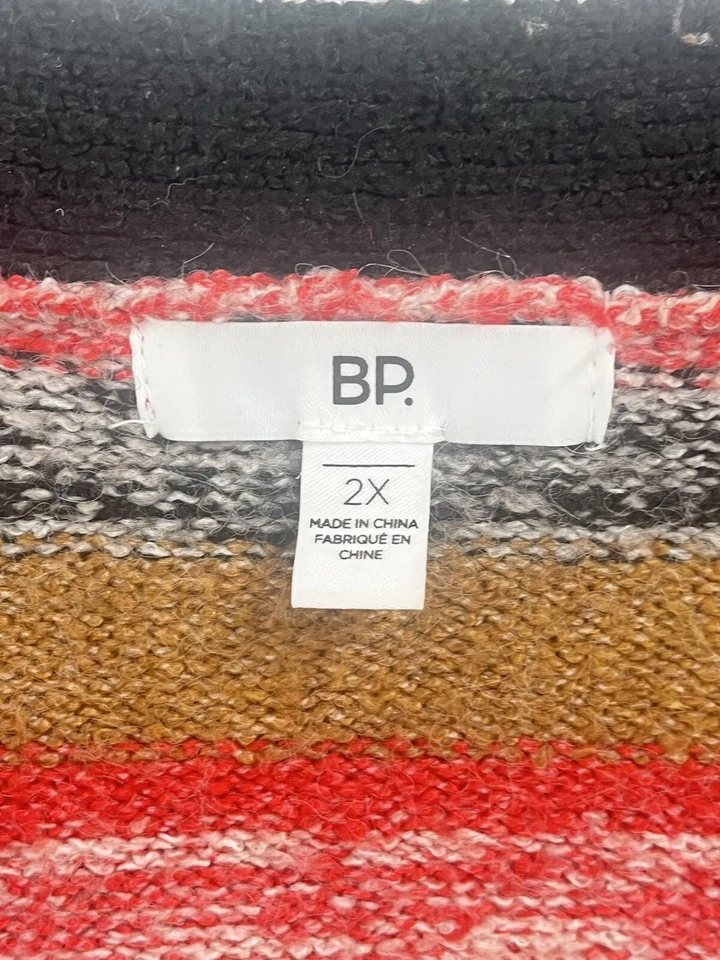 Cárdigan corto a rayas BP botón talla 2X Foto 3 de 4