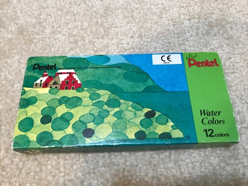 Juego de caja de 12 tubos de pintura vintage Pentel acuarelas hecho en Japón WF-12 - Imagen 1 de 12