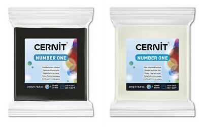 Cernit Modelliermasse Polymer Clay Number one weiß/schwarz 250g SERAJOSY