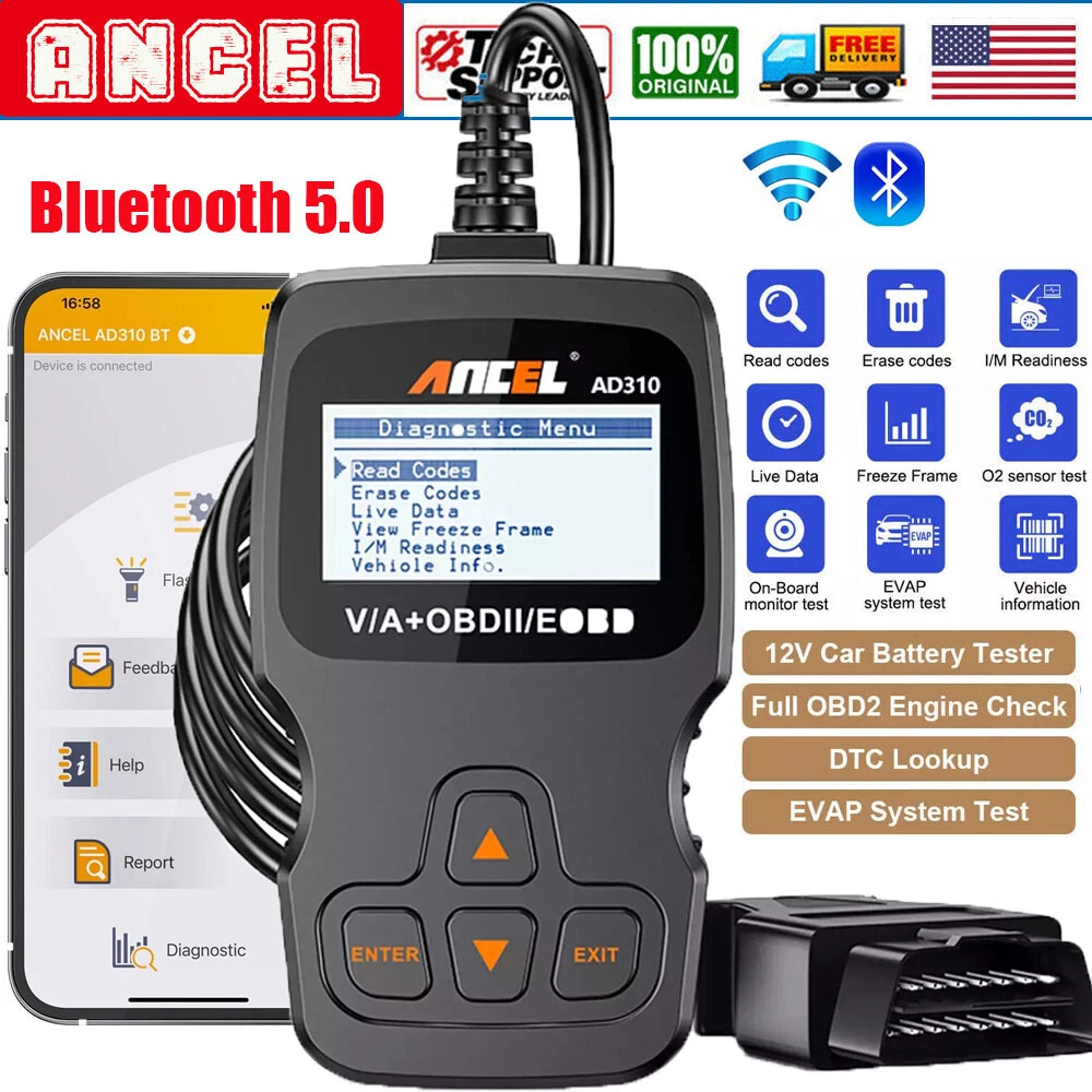 ANCEL AD310 2024 New Bluetooth Version Enhanced OBD II Scanner Code Reader Tool-image