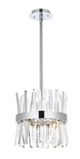 Crystal and Chrome Pendant Kitchen Island Chandelier 6 Light Fixture 12"